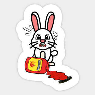 Cute Bunny Spills Hot Sauce Tabasco Sticker